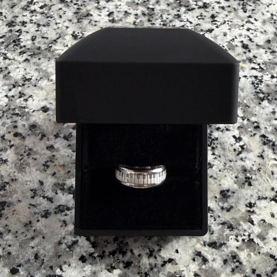 Silver Chrome Steel Y2k Piano Music Ring Brand New
